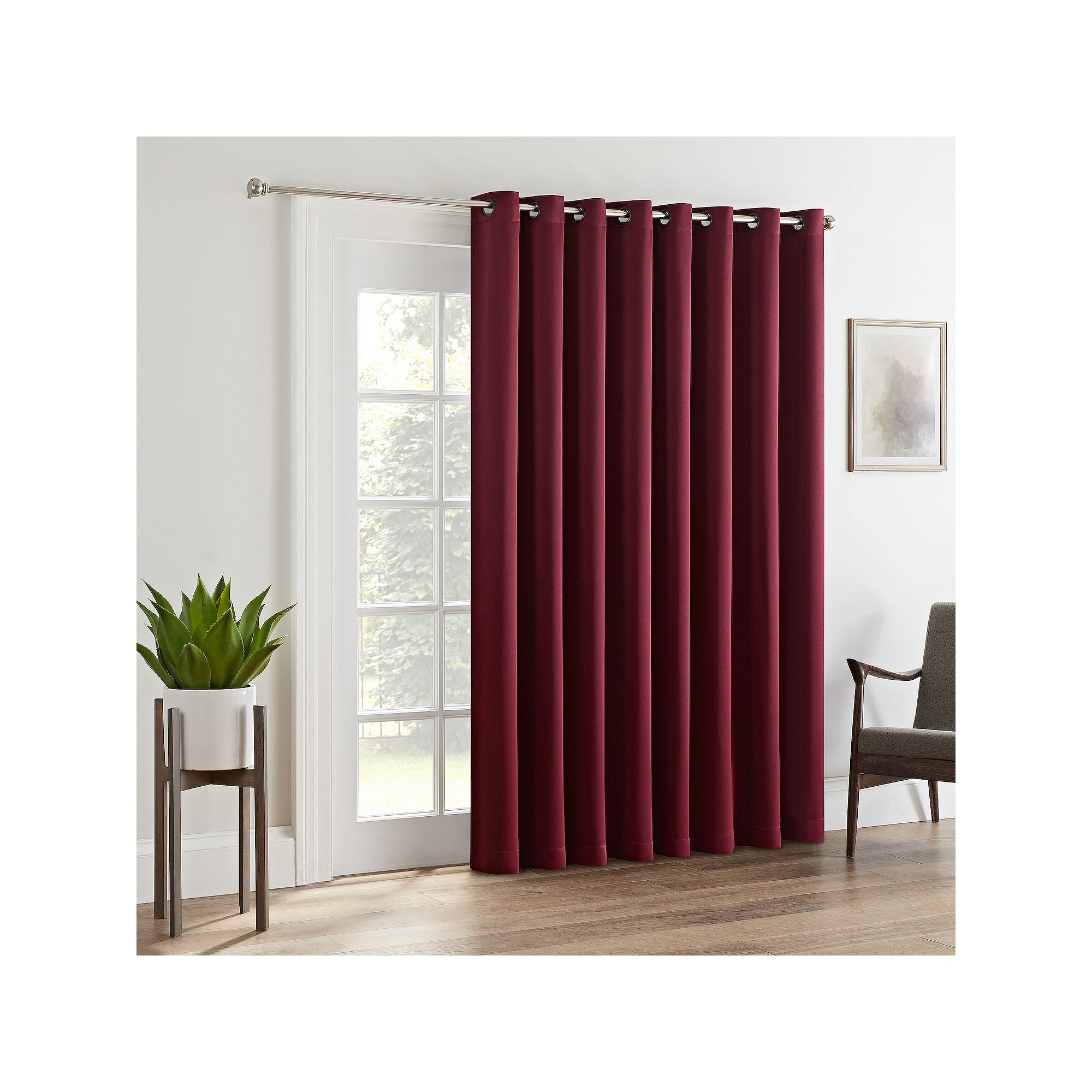 eclipse Tricia Room-Darkening 1-Panel Patio Door Curtain, Sangria