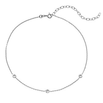 Sterling Silver Cubic Zirconia Choker Necklace