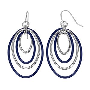 Concentric Oval Nickel Free Drop Hoop Earrings