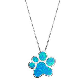 Nautica Rocks Sterling Silver Lab-Created Blue Opal Paw Print Pendant
