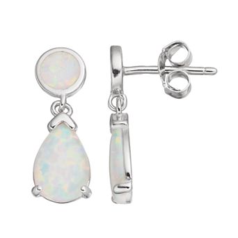 Nautica Rocks Sterling Silver Lab-Created White Opal Teardrop Earrings