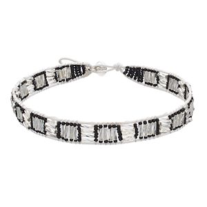 Black & Clear Bead Cord Choker Necklace