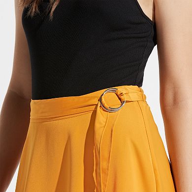 k/lab Wrap High-Low Satin Skirt