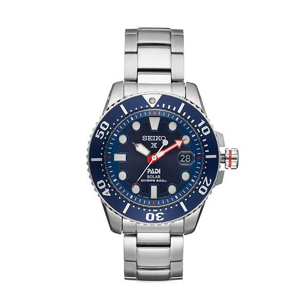 Seiko Men's Prospex PADI Special Edition Stainless Steel Solar Dive Watch -  SNE435