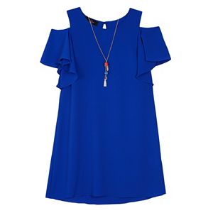 Girls 7-16 IZ Amy Byer Cold Shoulder Dress with Necklace