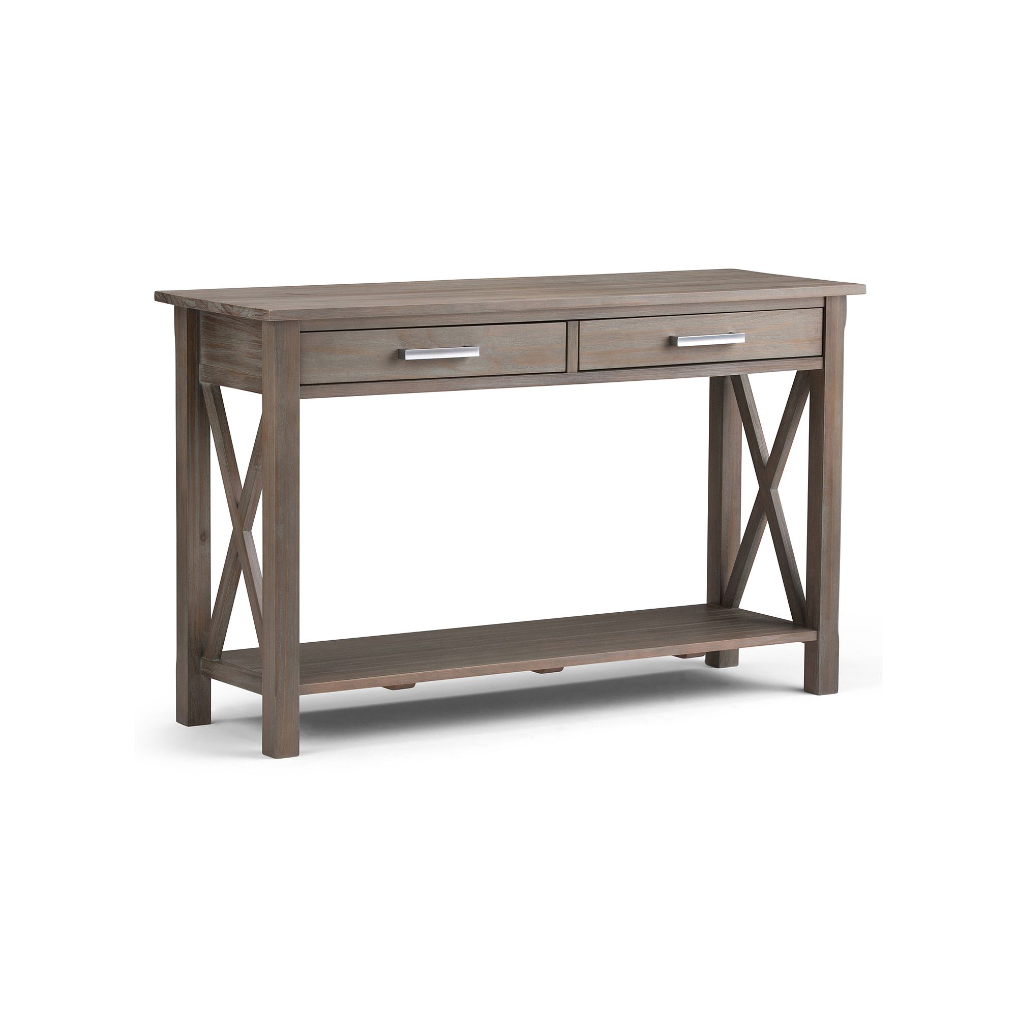 Simpli Home Kitchener 2-Drawer Console Table, Distressed Gray