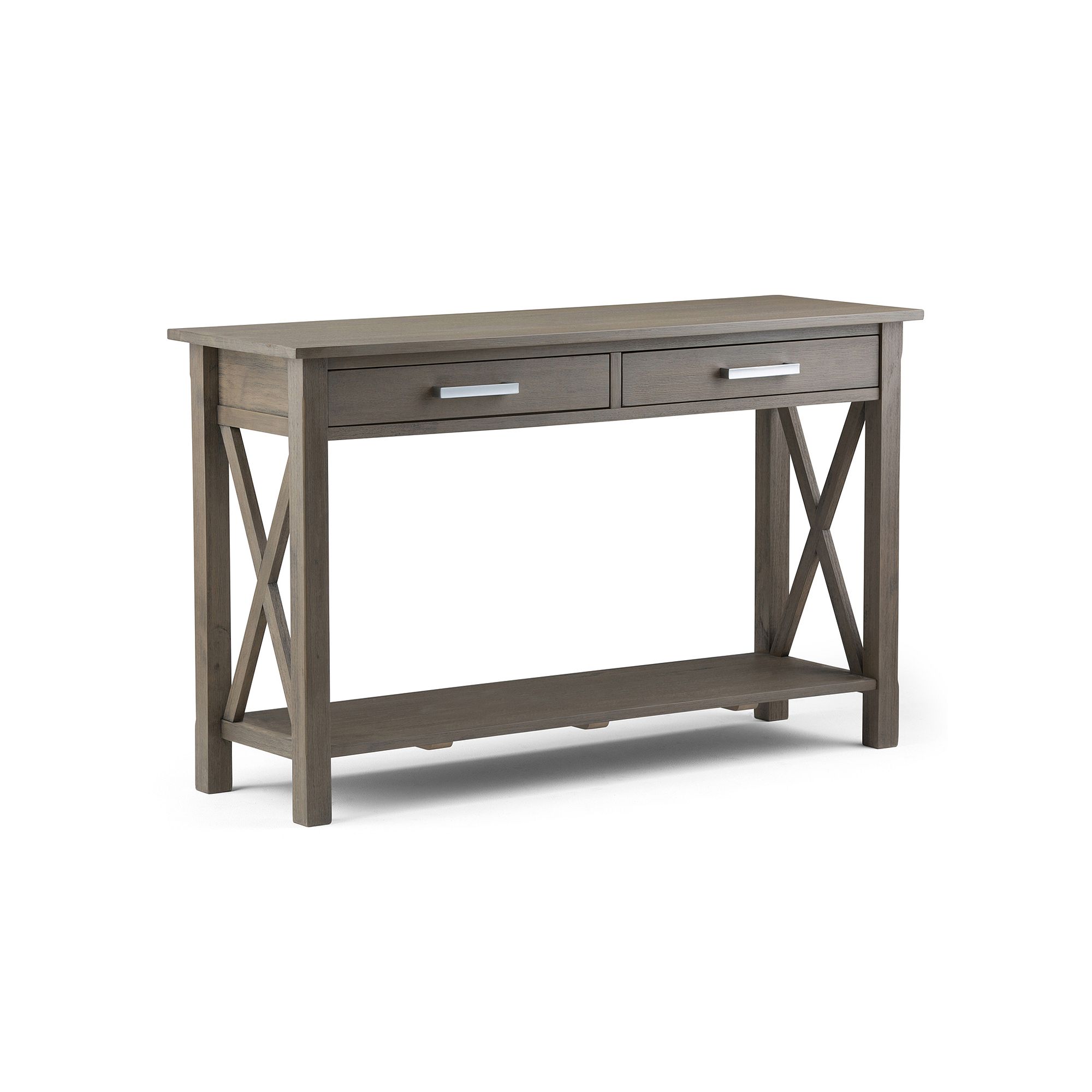 Simpli Home Kitchener 2-Drawer Console Table, Farmhouse Gray