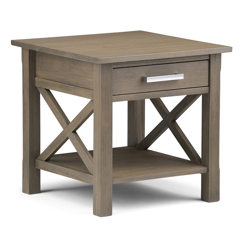 Simpli Home Kitchener 1-Drawer End Table, Grey