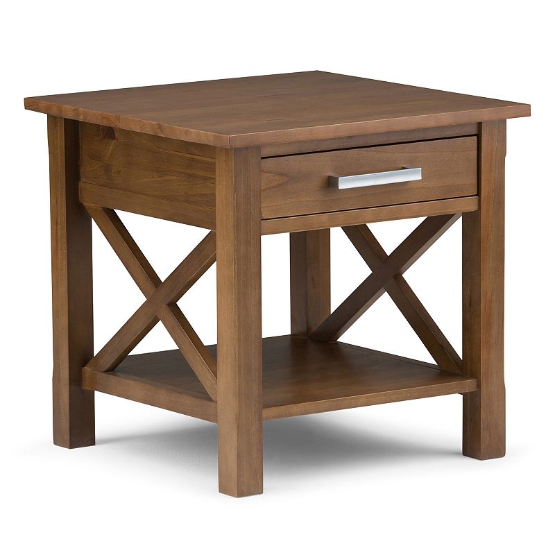 Simpli Home Kitchener 1-Drawer End Table, Brown