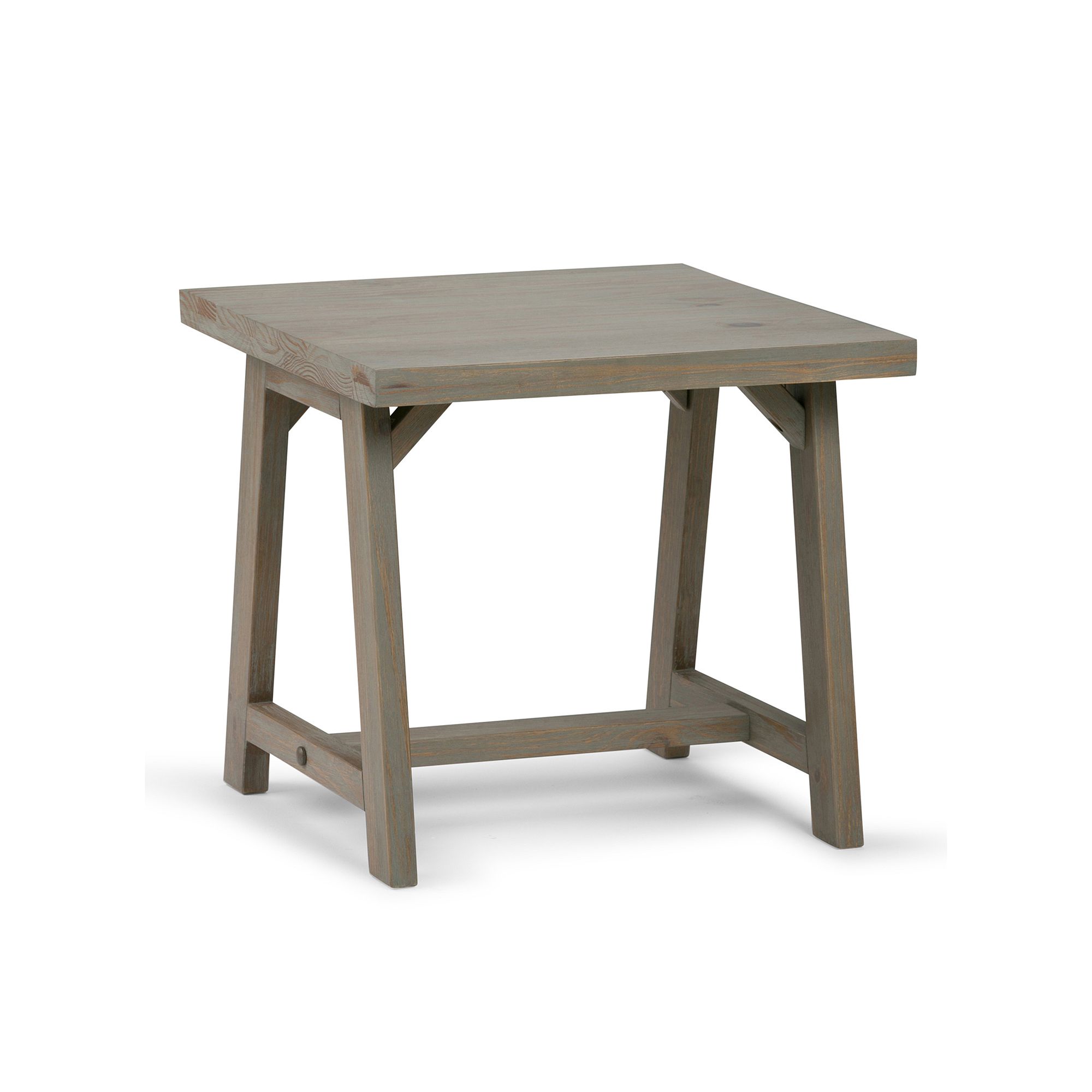 Simpli Home Sawhorse End Table, Distressed Gray
