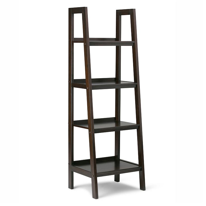 Simpli Home Sawhorse Ladder Bookshelf, Brown