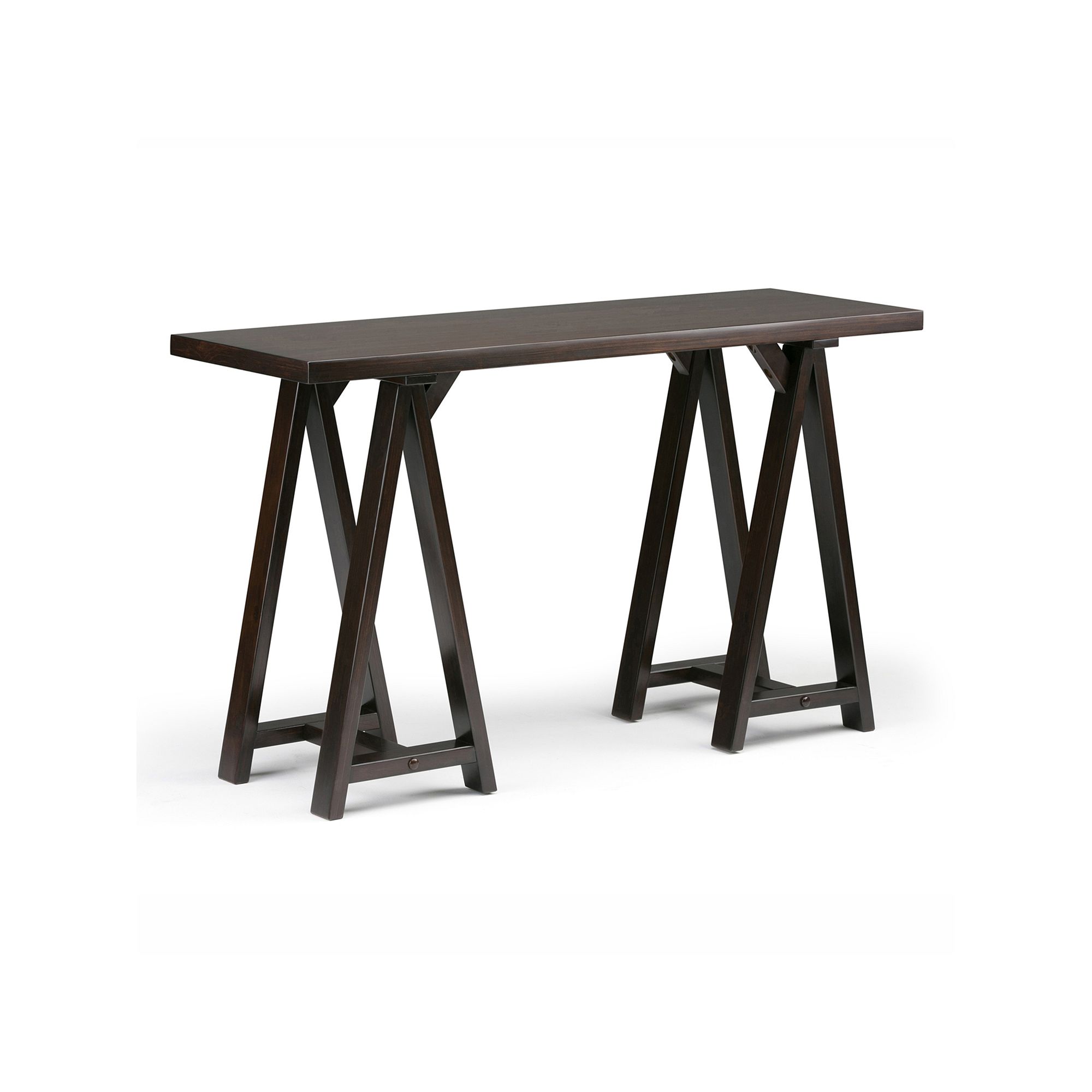 Simpli Home Sawhorse Console Table, Brown Brown