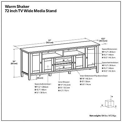 Simpli Home Warm Shaker Media Storage TV Stand