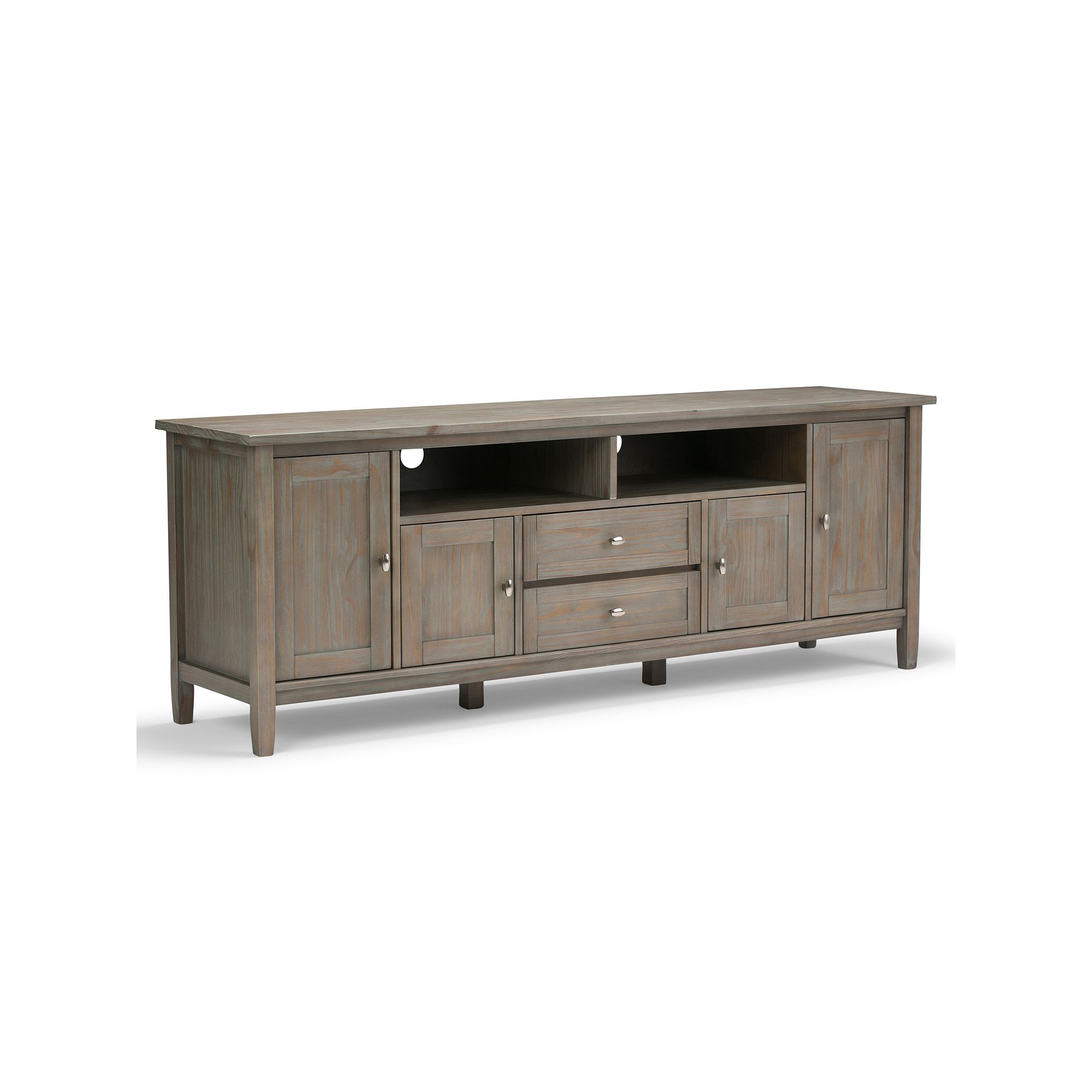 Simpli Home Warm Shaker Media Storage TV Stand, Distressed Gray