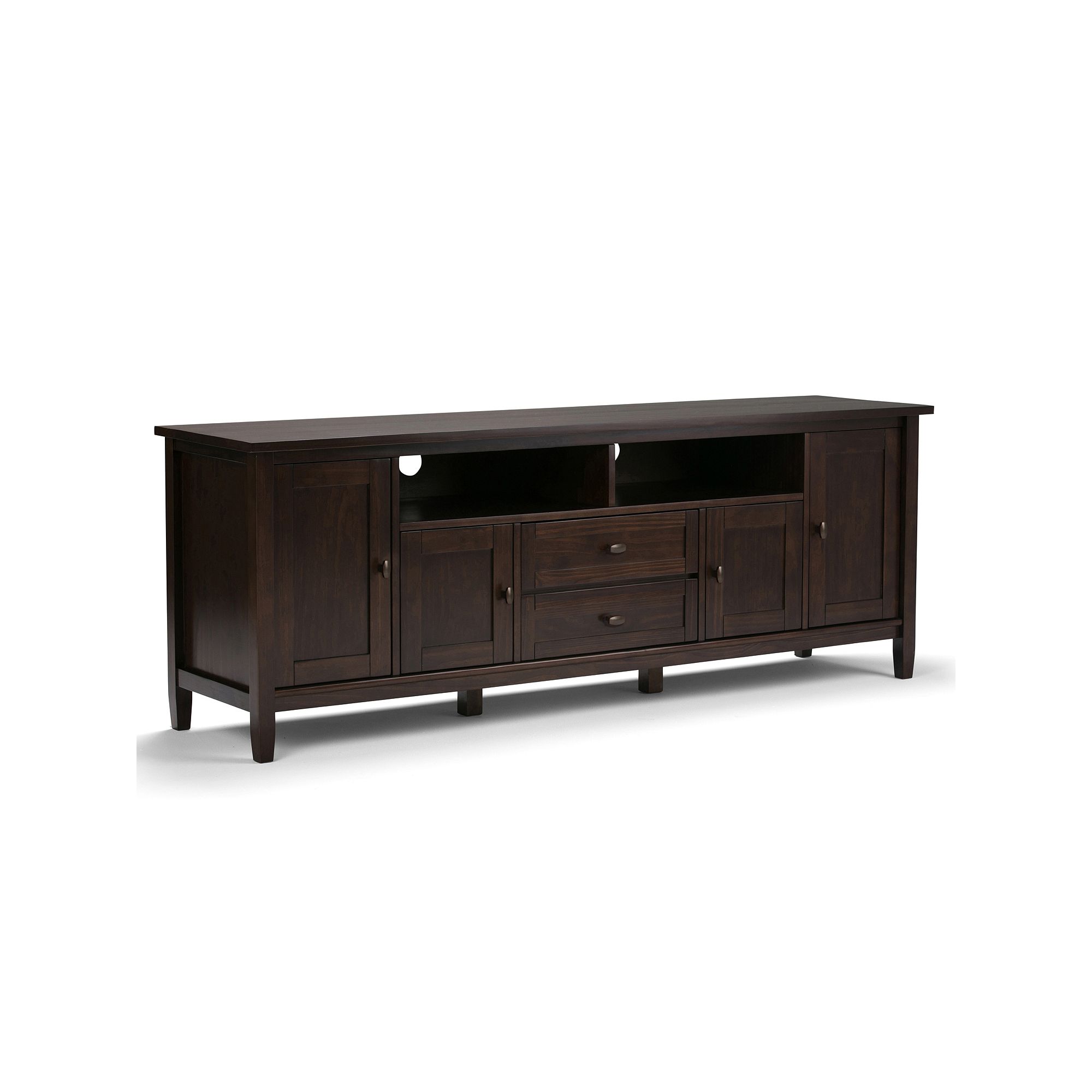Simpli Home Warm Shaker Media Storage TV Stand, Black Brown