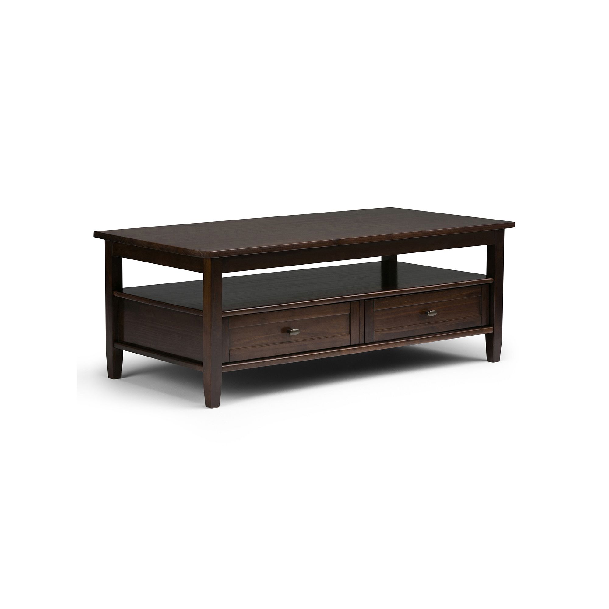 Simpli Home Warm 2 Drawer Shaker Coffee Table, Black Brown