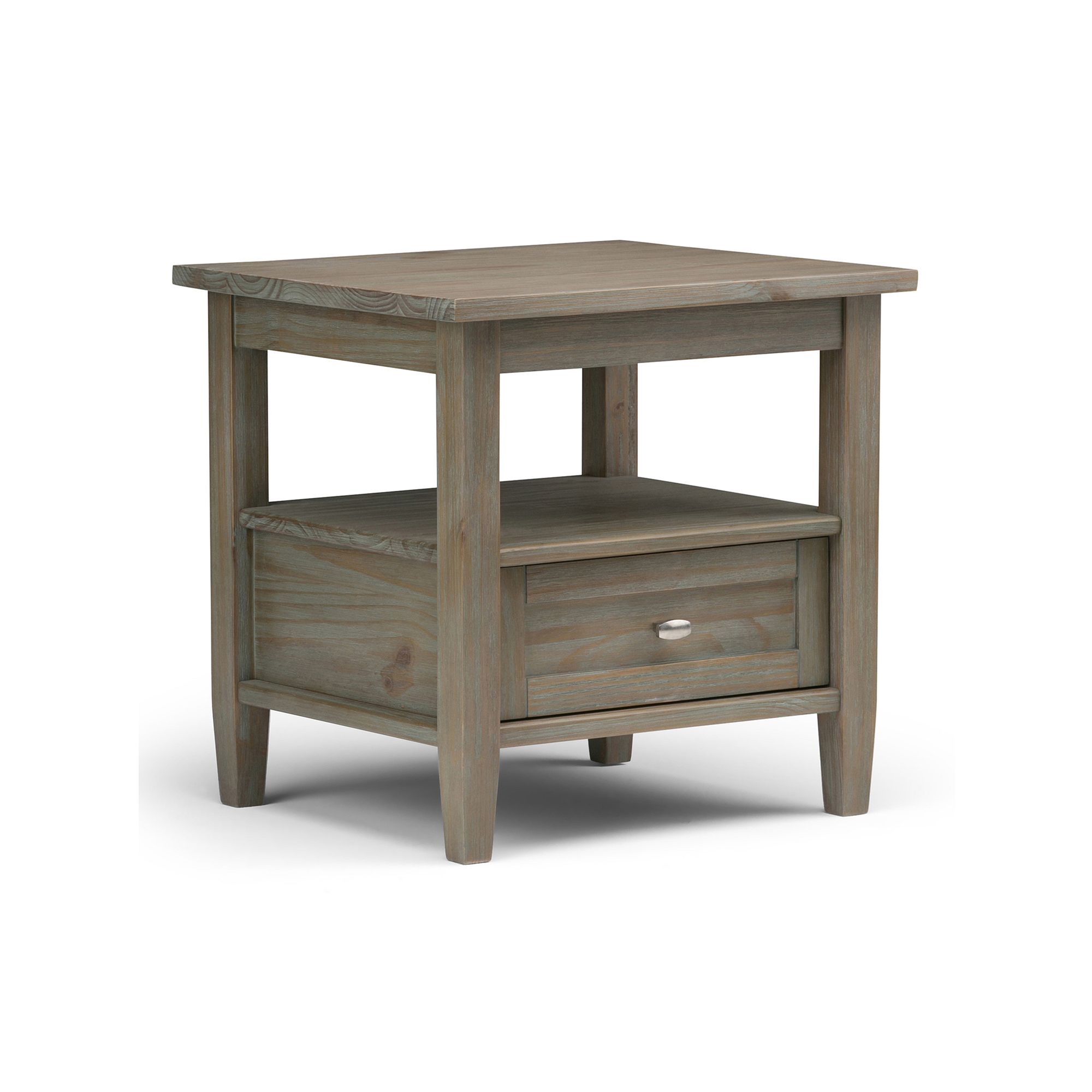Simpli Home Warm Shaker Contemporary End Table, Distressed Gray