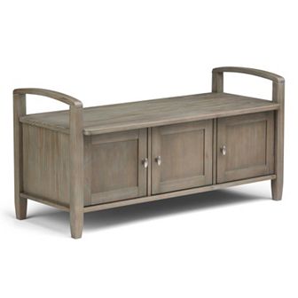 Simpli Home Warm Shaker Storage Bench