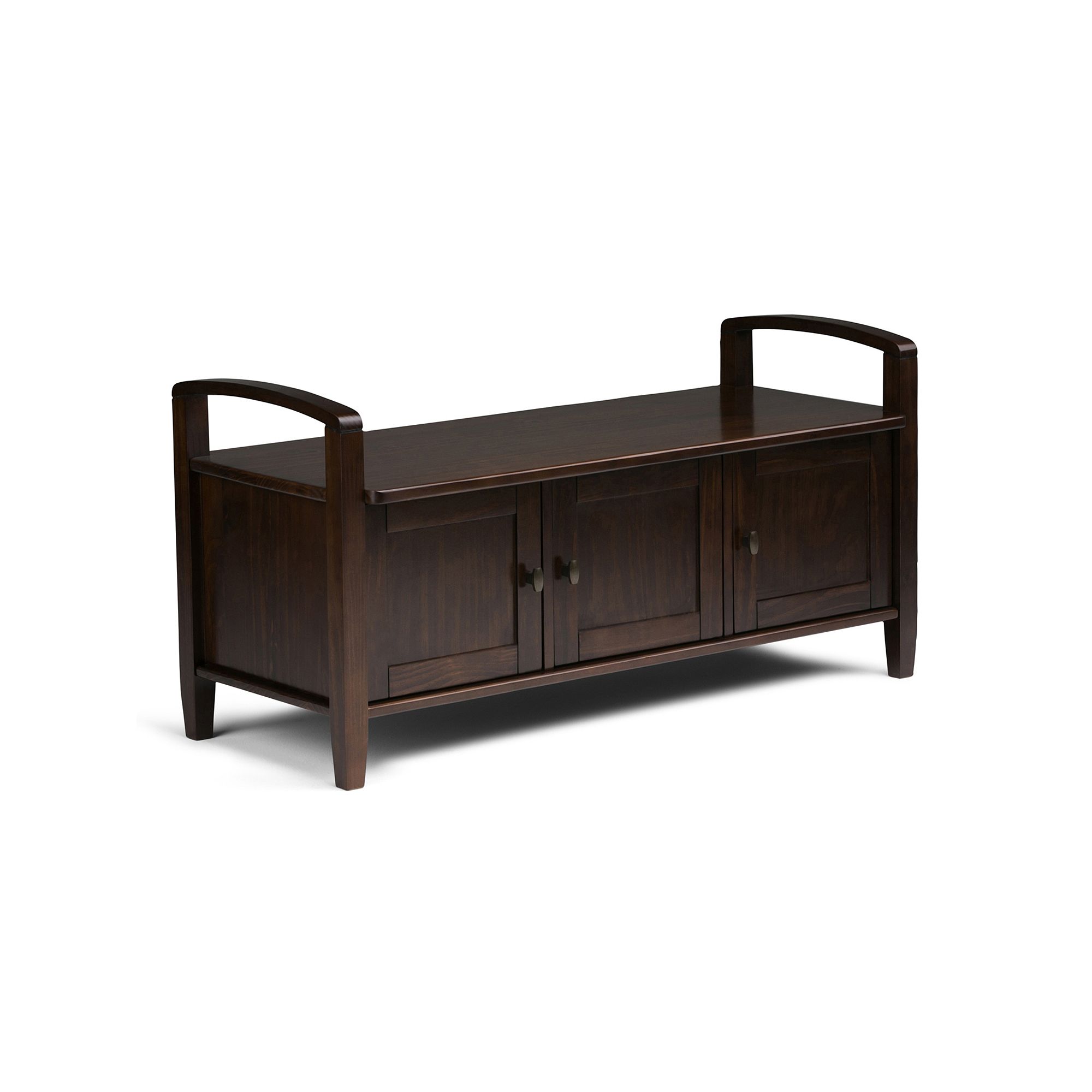 Simpli Home Warm Shaker Storage Bench, Black Brown