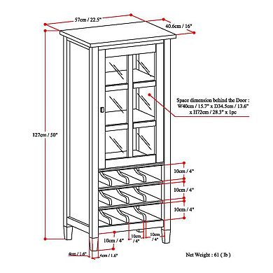 Simpli Home Warm Shaker Wine Rack Storage Cabinet 