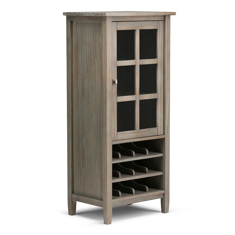 Simpli Home Warm Shaker Wine Rack Storage Cabinet, Grey