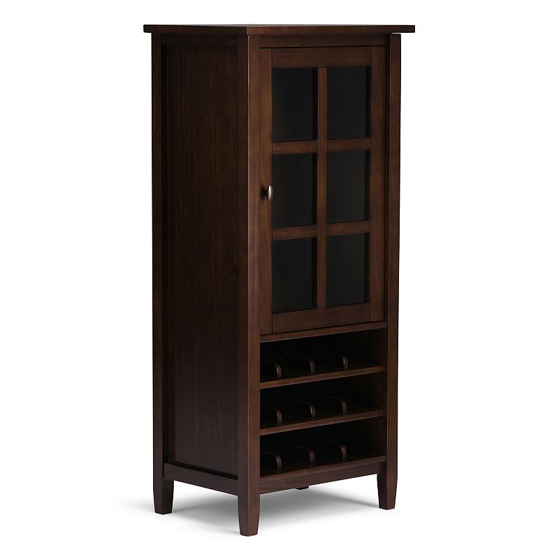 Simpli Home Warm Shaker Wine Rack Storage Cabinet, Brown