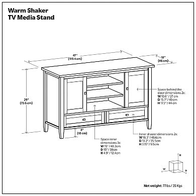 Simpli Home Warm Shaker 2 Drawer Media Storage TV Stand
