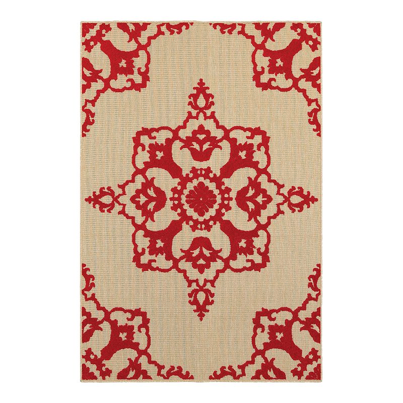 StyleHaven Corisco Floral Medallion Rug, Red, 5X7.5 Ft