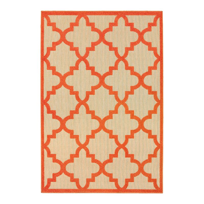 StyleHaven Corisco Quatrefoil Lattice Rug, Orange, 8X11 Ft