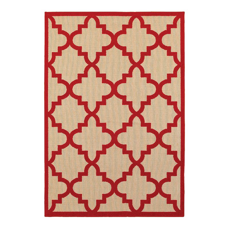 StyleHaven Corisco Quatrefoil Lattice Rug, Red, 10X13 Ft