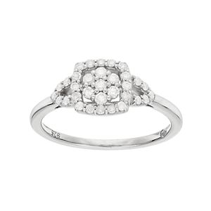 I Promise You Sterling Silver 1/3 Carat T.W. Diamond Flower Square Promise Ring