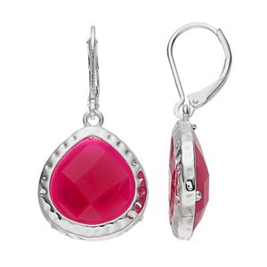 Dana Buchman Pink Hammered Nickel Free Teardrop Earrings