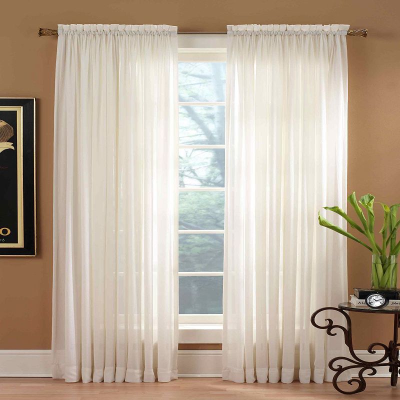 Miller Curtains 1-Panel Solunar Crushed Voile Window Curtain, White, 54X63