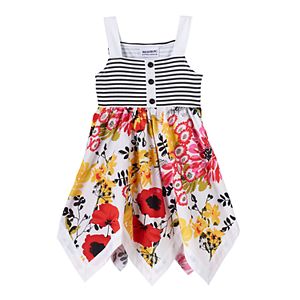 Baby Girl Blueberi Boulevard Striped & Floral Hanky Hem Dress