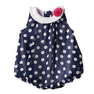 Baby Girl Blueberi Boulevard Polka-Dot Chiffon Sunsuit