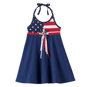 Baby Girl Blueberi Boulevard American Flag Halter Dress