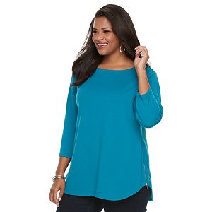 Plus Size Croft & Barrow® Side-Zip Boatneck Top