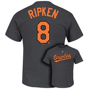 Men's Majestic Baltimore Orioles Cal Ripken, Jr. Cooperstown Collection Player Name and Number Tee