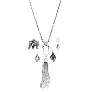 Mudd® Long Interchangeable Elephant Charm Necklace Set