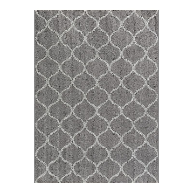 Maples Rugs Rebecca Transitional Geometric Washable Kitchen Runner Rug for Indoor  1 9  x 5   Gray