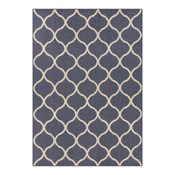 Maples Rugs Rebecca Transitional Geometric Living Room Area Rug for Indoor, 5' x 7', Navy Blue