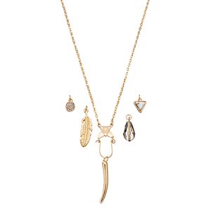 Mudd® Long Interchangeable Feather Charm Necklace Set