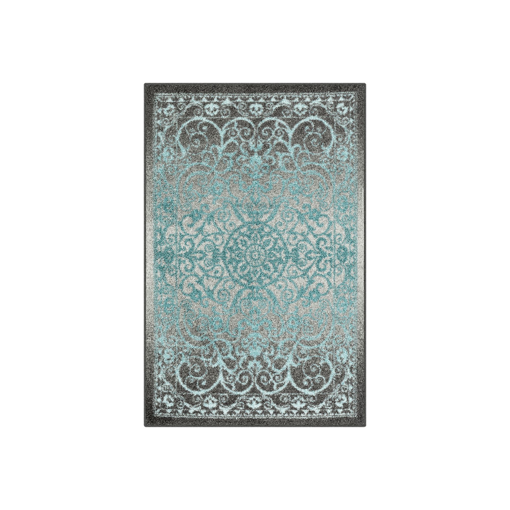 Maples Calista Area and Washable Throw Rug, Gray Blue