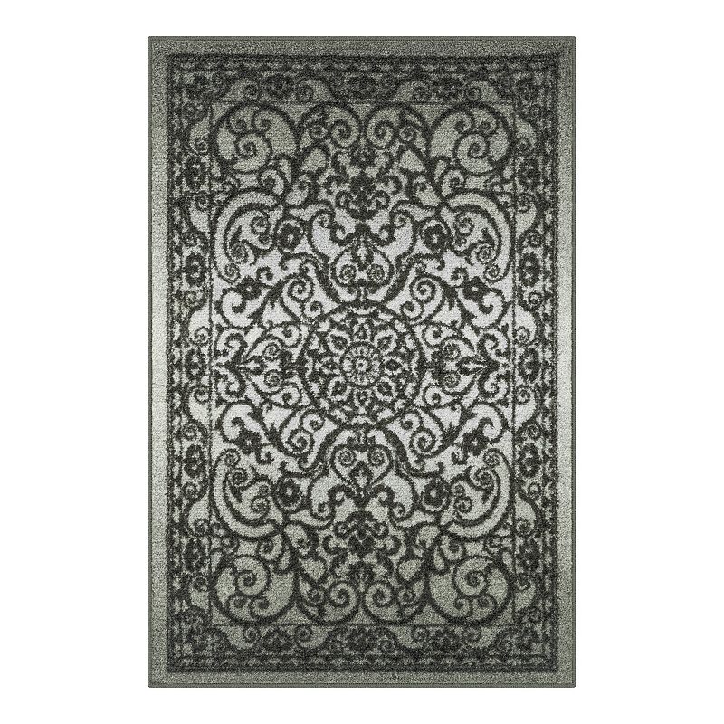Mainstays India Medallion Textured Gray Tonal Indoor Living Room Area Rug  5  x 7