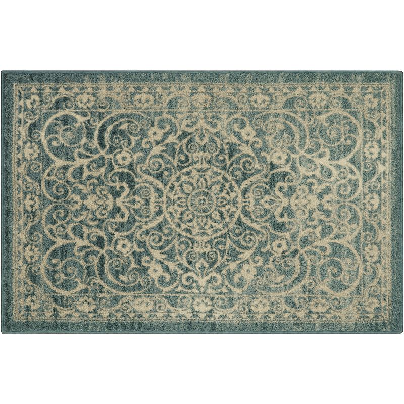 Maples Rugs India Medallion Spa Green Indoor Hallway Runner Rug  2 x6