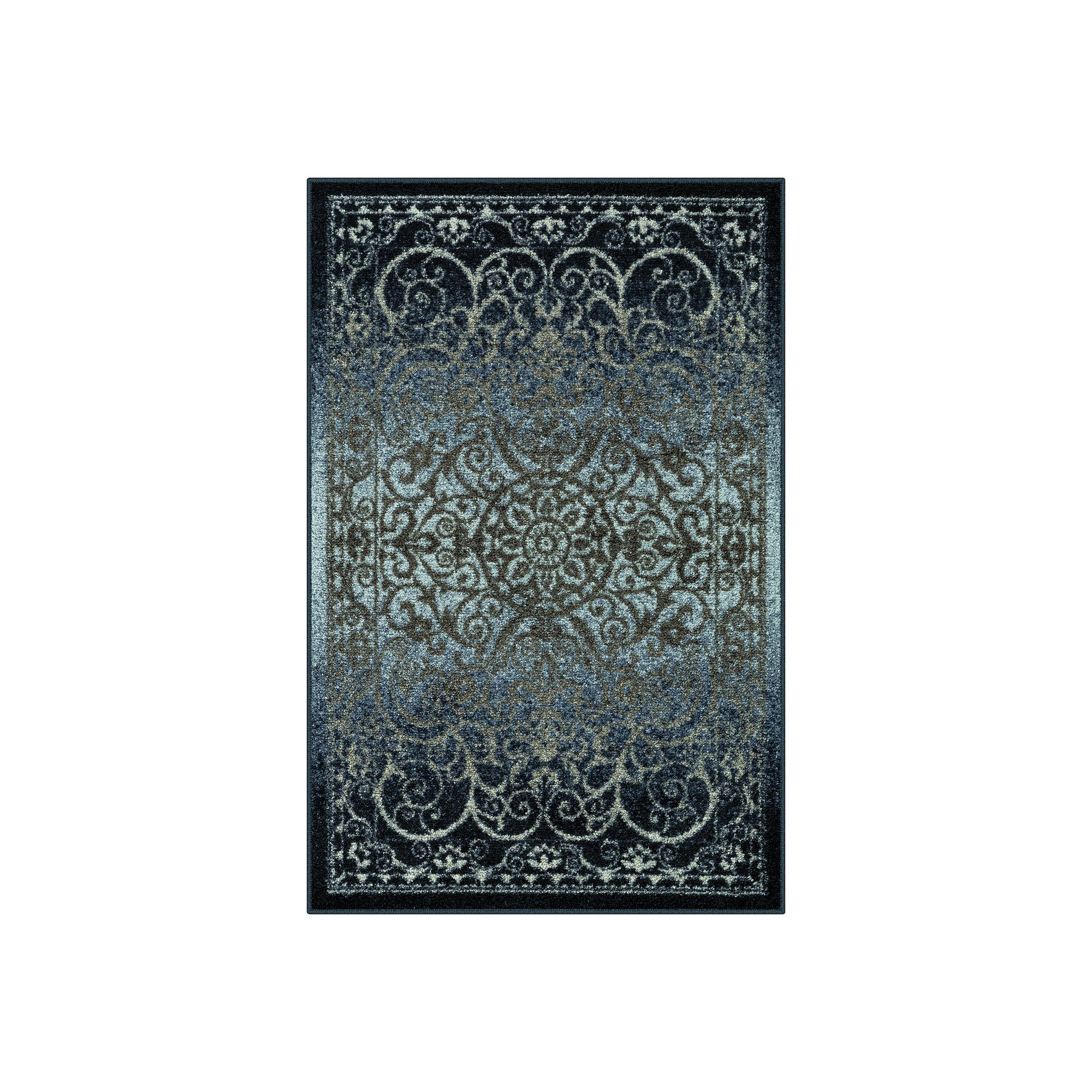 Maples Calista Area and Washable Throw Rug, Navy Gray