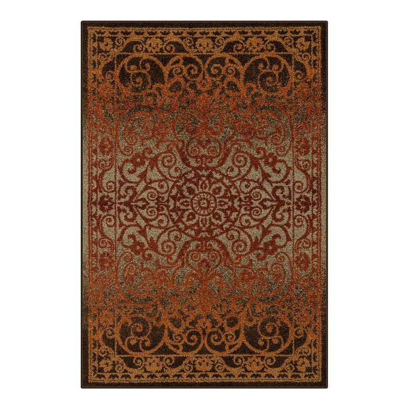 Maples Rugs India Medallion Rust Brown Indoor Hallway Runner Rug  1 8 x 5