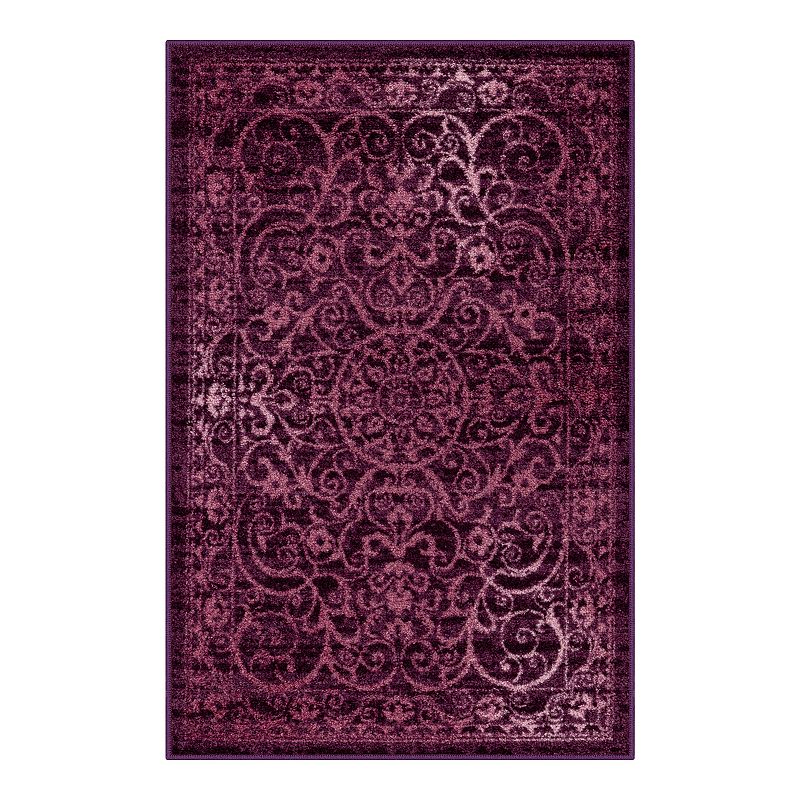 5  x 7 Maples Rugs India Medallion Textured Purple Indoor Living Room Area Rug  