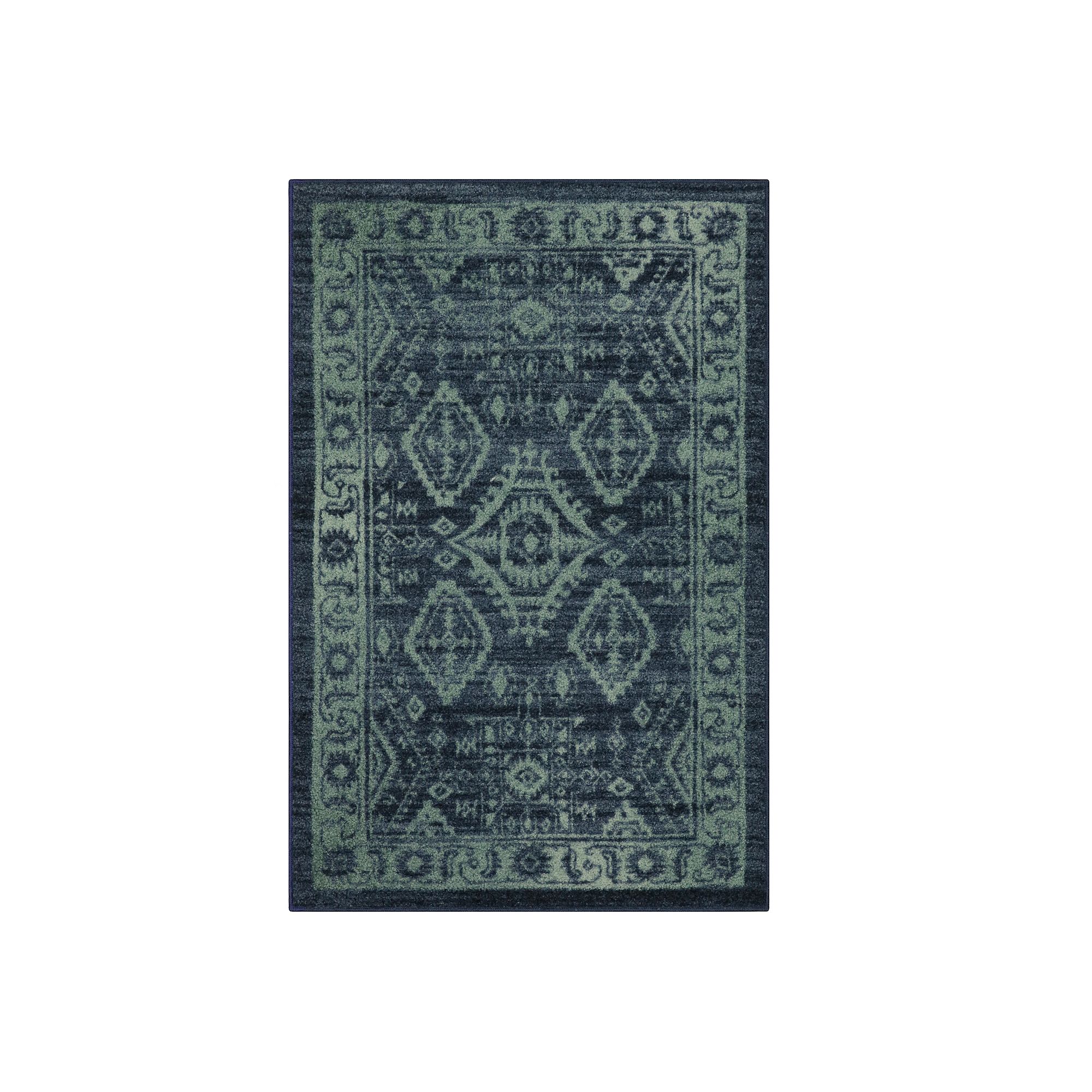 Maples Lucinda Area and Washable Throw Rug, Navy Green