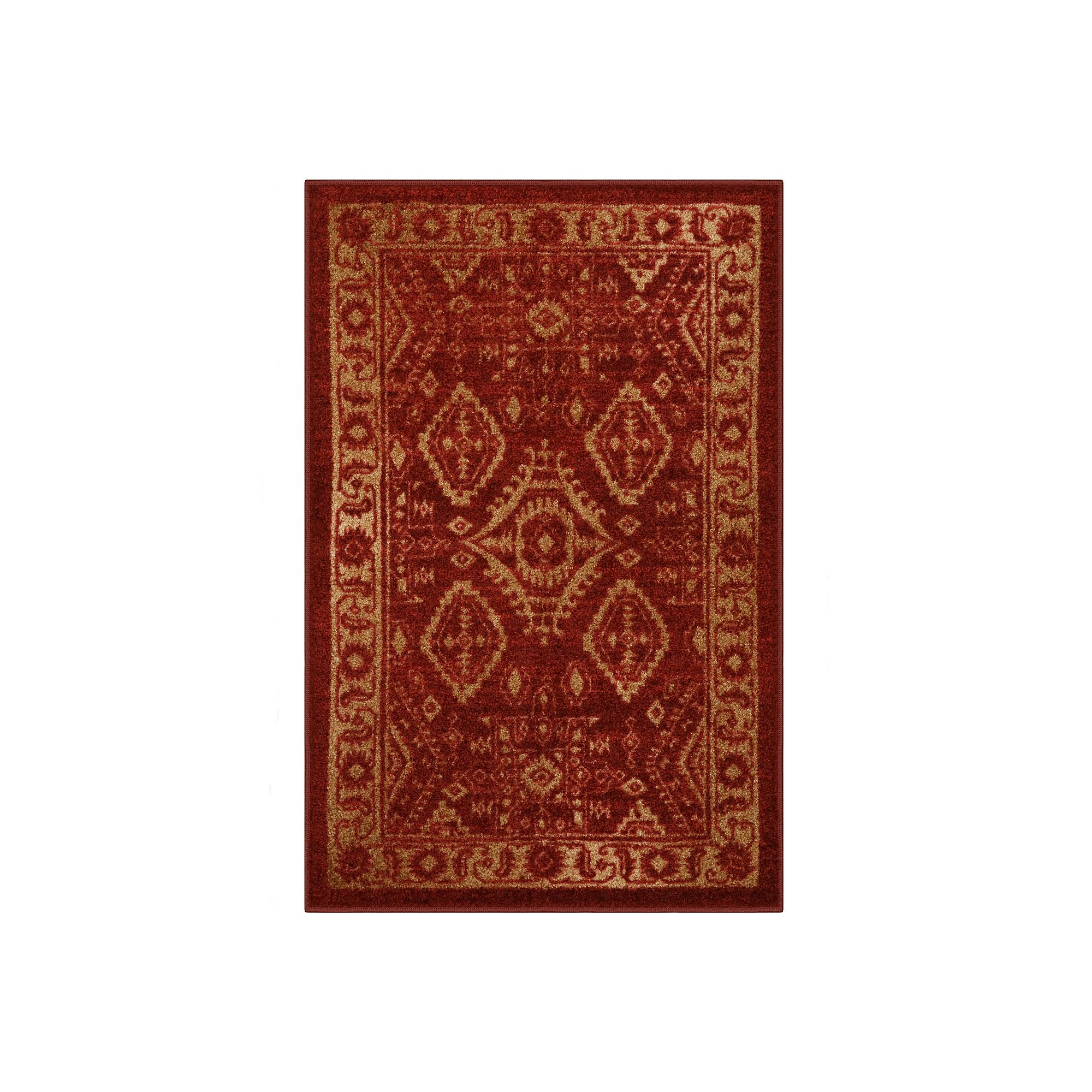 Maples Lucinda Area and Washable Throw Rug, Red Gold